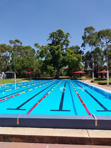 Bacchus Marsh main pool and umbrellas